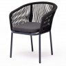 &quot;Марсель&quot; стул плетеный из роупа, каркас алюминий темно-серый (RAL7024) шагрень, роуп темно-серый круглый, ткань темно-серая