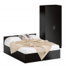 Кровать 1600 + Шкаф 2-х створчатый Стандарт, цвет венге, ШхГхВ 163,5х203,5х70 + 90х52х200 см., сп.м. 1600х2000 мм., без матраса, основание есть