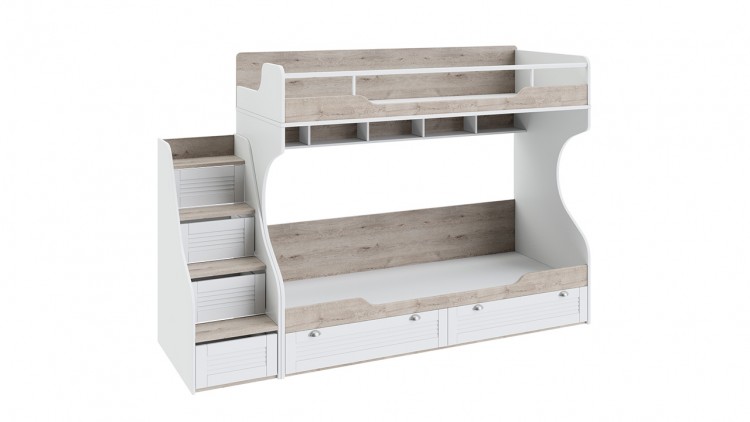 Кровать двухъярусная с приставной лестницей «Ривьера» (Дуб Бонифацио/Белый)