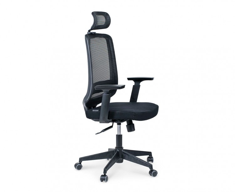 Кресло офисное / Лондон офис black plastic / черный пластик / черная сетка / черная ткань			