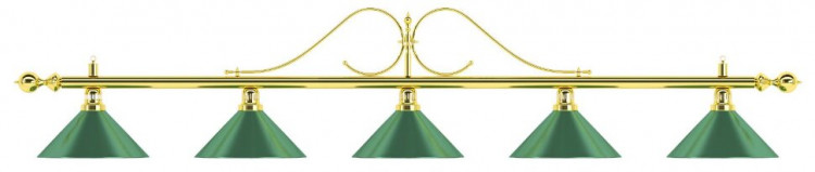 Лампа на пять плафонов "Classic" (витая золотистая штанга, зеленый плафон D35см)
