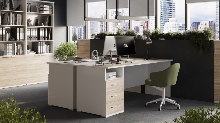 Набор офисной мебели для кабинета руководителя №7 «Успех-2» ГН-184.007 Дуб Сонома, Белый