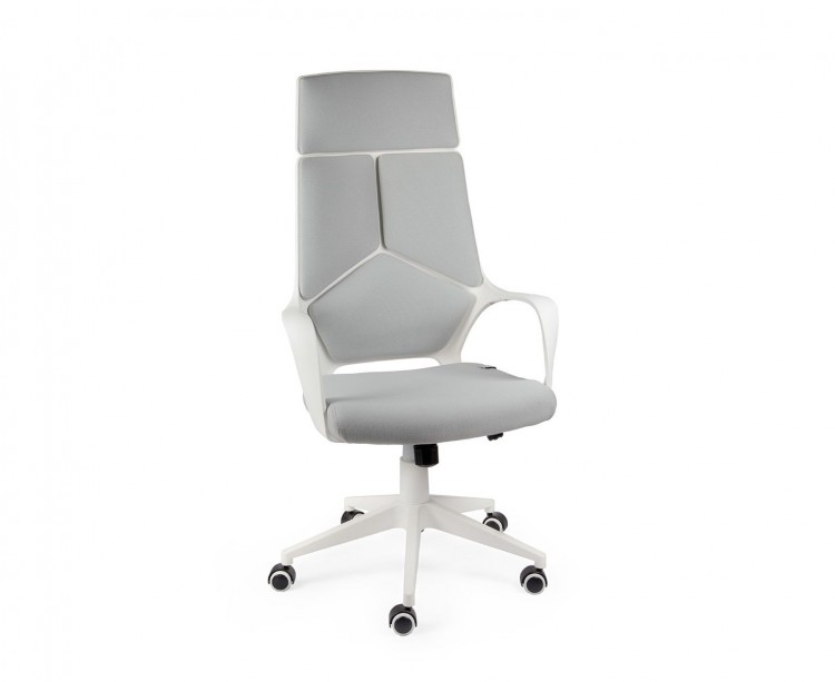 Кресло офисное / IQ / (white+grey) белый пластик / серая ткань