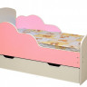 Кровать детская №2 Облака, 700*1400 лдсп белый/ярко-розовый