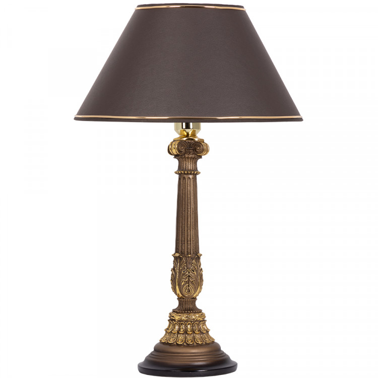Настольная лампа Испанская Колонна Бронза с абажуром №38 Мокко
