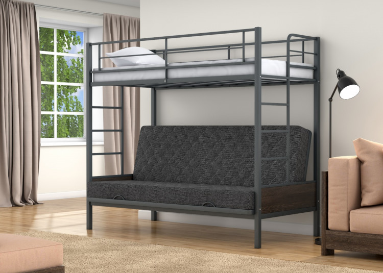 Двухъярусная кровать-диван Дакар 1 Серый (вставки венге)