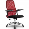 Кресло для руководителя Метта SU-СU160-8 Ch красный, сетка/ткань, крестовина хром, топган