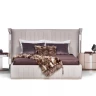 Кровать с решеткой Hamptons отделка ткань кат. 2 (Pako 68 - fm), матовый лак Genesis 15, цвет металла полированная сталь FB.BD.HS.10