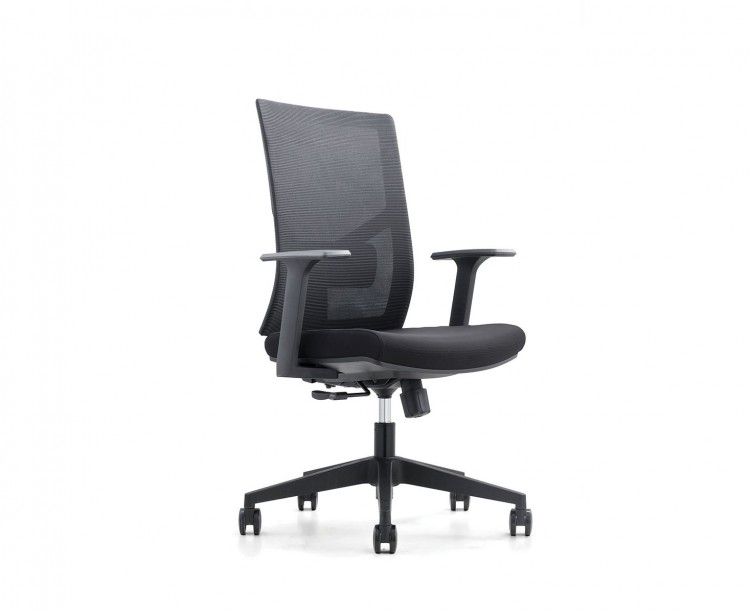 Кресло офисное / Сильвия LB / черный пластик / черная сетка / черная ткань