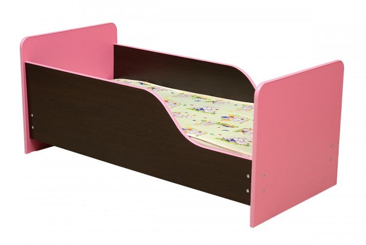 Кровать Малышка №2, детская с бортиком 600*1400 лдсп венге/ярко-розовый