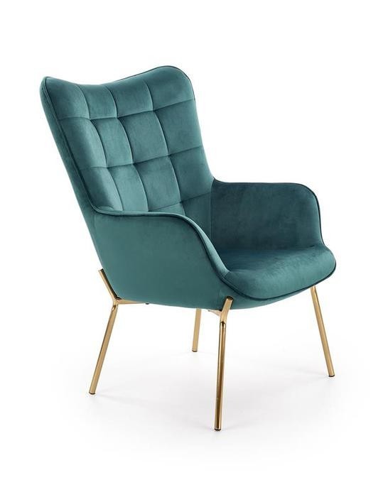 Кресло для отдыха HALMAR CASTEL 2 (темно-зеленая ткань)