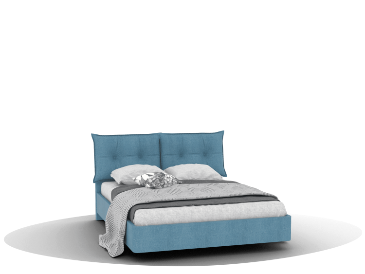 Кровать LAZIO, КМ-03 (1600) с ПМ с подушками, бирюзовый