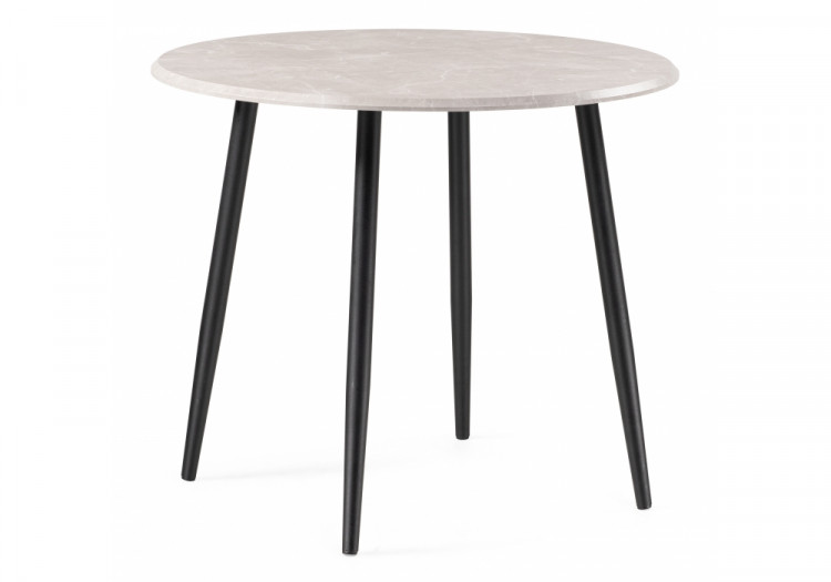 Деревянный стол Абилин 90х76 мрамор светло-серый / черный матовый