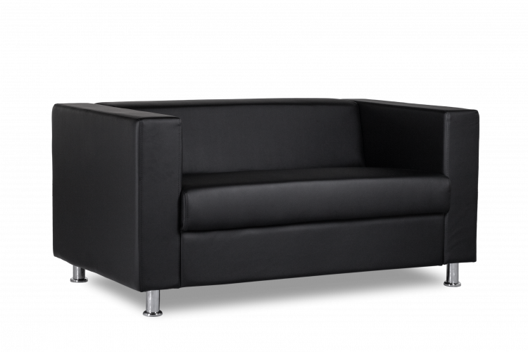 Двухместный диван Аполло 1460х850 h700 Искусственная кожа P2 euroline  9100 (черный)