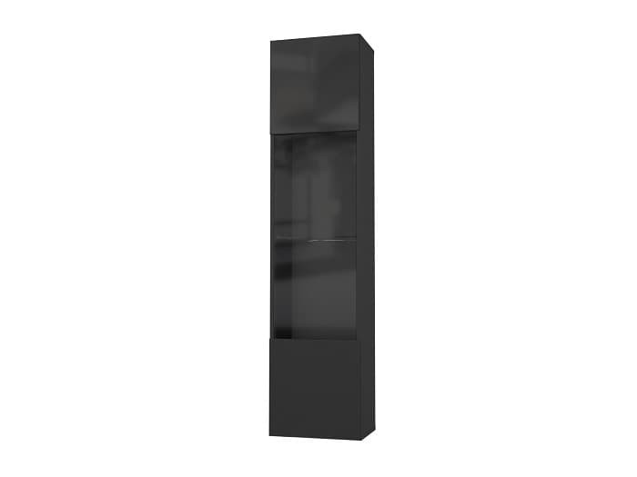 Шкаф навесной со стеклом ТИП-42 POINT (НКМ) мдф Чёрный/Черный глянец