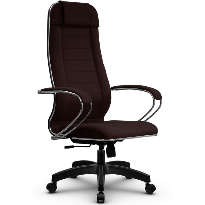 Кресло для руководителя Метта B 1m 32P/K127 (Комплект 29) Pilot темно-коричневый, ткань Bahama, крестовина пластик