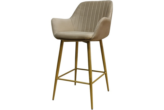 Барный стул MARSEILLE/SG Каркас GM металл матовое золото Сиденье VL21 велюр песочный
