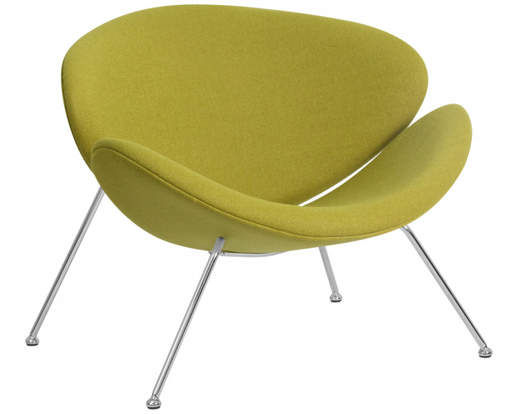Кресло дизайнерское DOBRIN EMILY, светло-зеленая ткань AF3, хромированная сталь