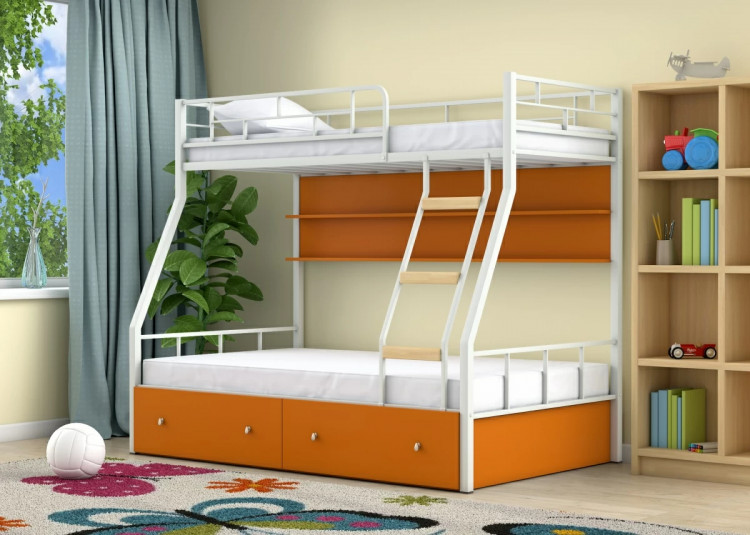 Двухъярусная кровать Радуга Белый оранжевый