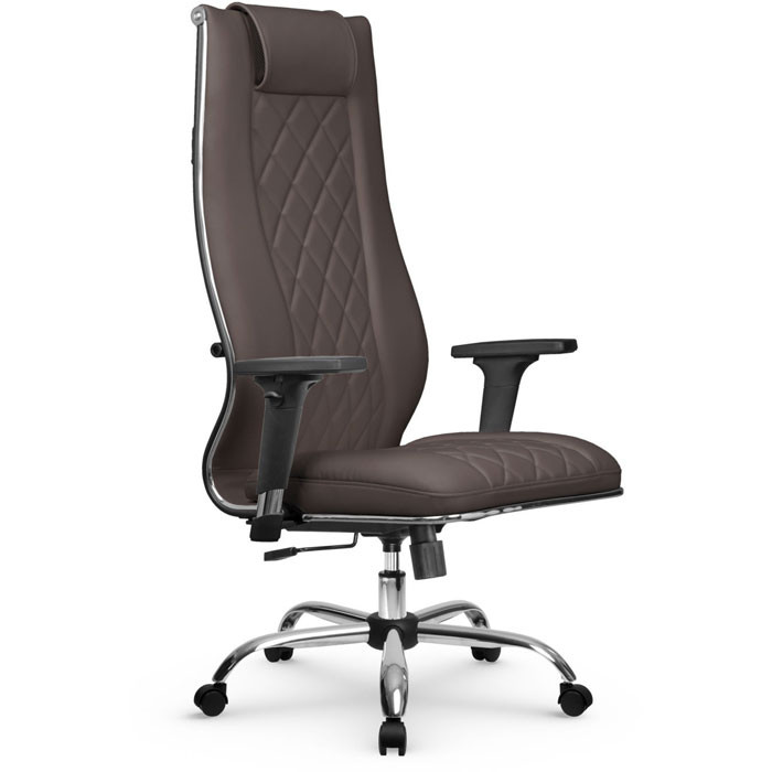 Кресло для руководителя Метта L 1m 50M/2D темно-коричневый, MPES, топ-ган, крестовина хром