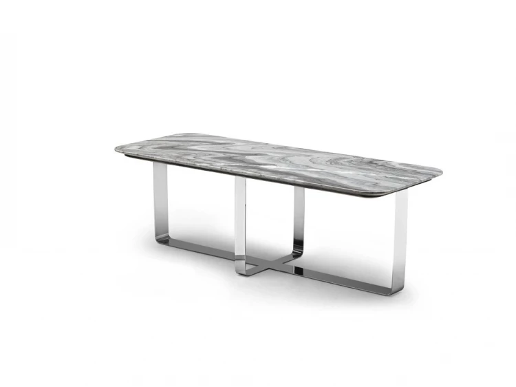 Журнальный столик Hamptons отделка мрамор Ash gray, цвет металла полированная сталь FB.ET.HS.5