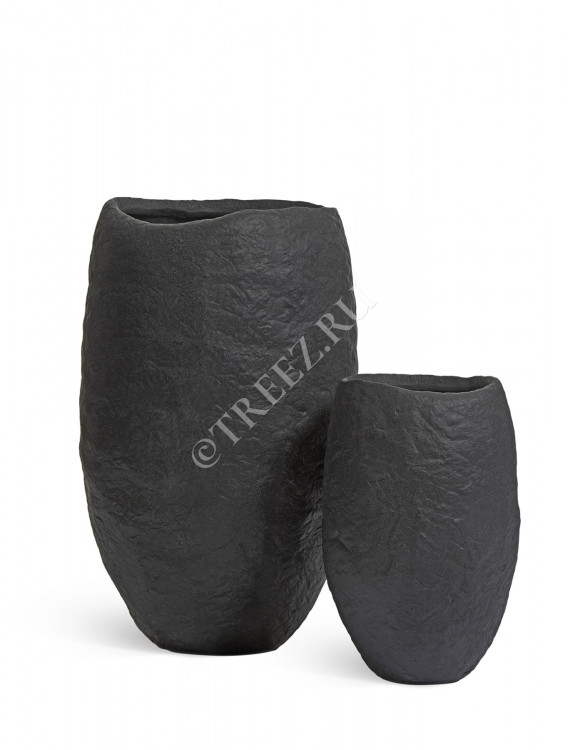 Кашпо TREEZ Effectory - Organic - Высокая чаша - Тёмно-серый камень 41.33-15-23-100-BLCK-58