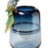55RV6111S Ваза стеклянная голубая с попугаем 19*17*30см