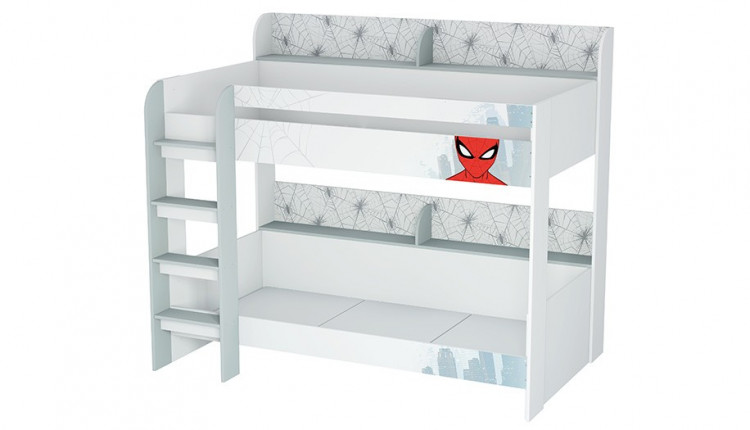 Кровать двухъярусная Polini kids Marvel  5005 Человек паук, белый