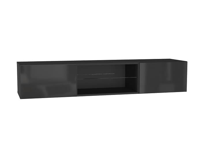 Шкаф навесной со стеклом ТИП-33 POINT (НКМ) мдф Чёрный/Чёрный глянец