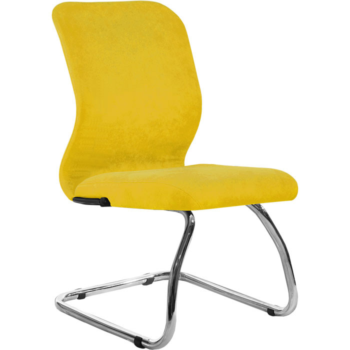 Кресло для посетителя Метта SU-Mr-4/подл.000/осн.007 желтый, велюр, полозья