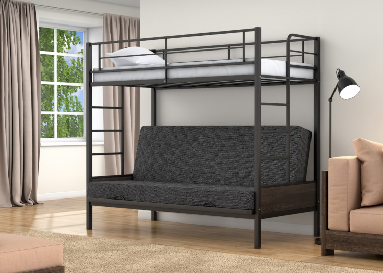 Двухъярусная кровать-диван Дакар 1 Черный (вставки венге)