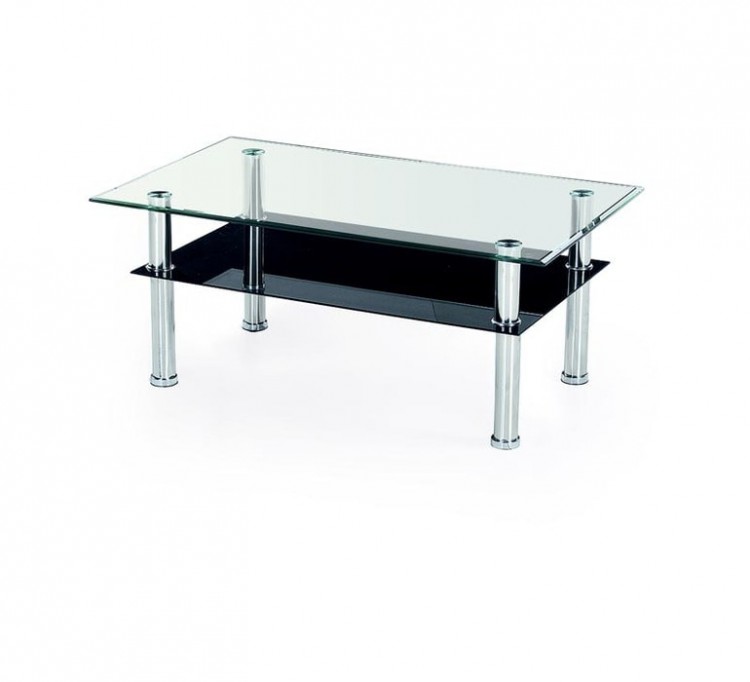 Журнальный столик HALMAR YOLANDA (нержавеющая сталь, стекло, черный, прозрачный)