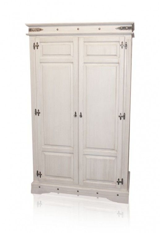 Шкаф Викинг 02 2-х дверный из массива сосны брашированный белый