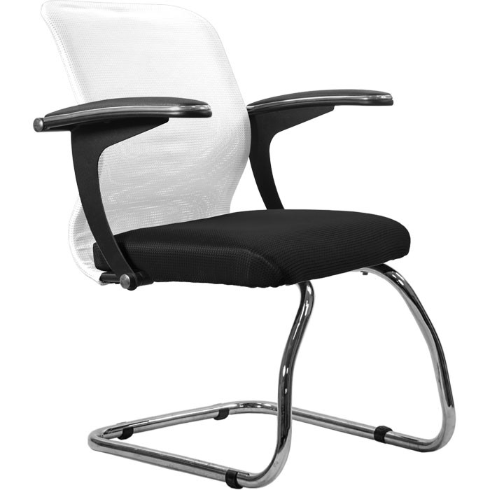 Кресло для посетителя Метта SU-M-4/подл.160/осн.007 белый, сетка/ткань