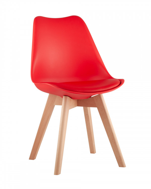 Стул Stool Group Frankfurt красный, сиденье из сочетания пластика и экокожи, ножки деревянные