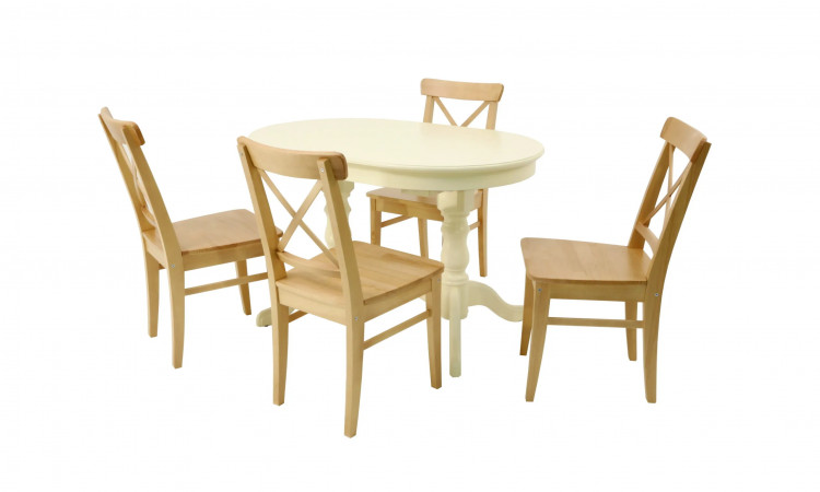 Обеденная группа стол Бизе со стульями Ингольф,Слоновая кость, натур