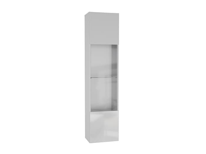 Шкаф навесной со стеклом ТИП-41 POINT (НКМ) мдф Белый/Белый глянец