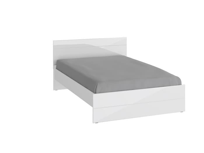 Кровать 1600х2000 с настилом GLOSS (НКМ) ЛДСП Белый/Белый глянец
