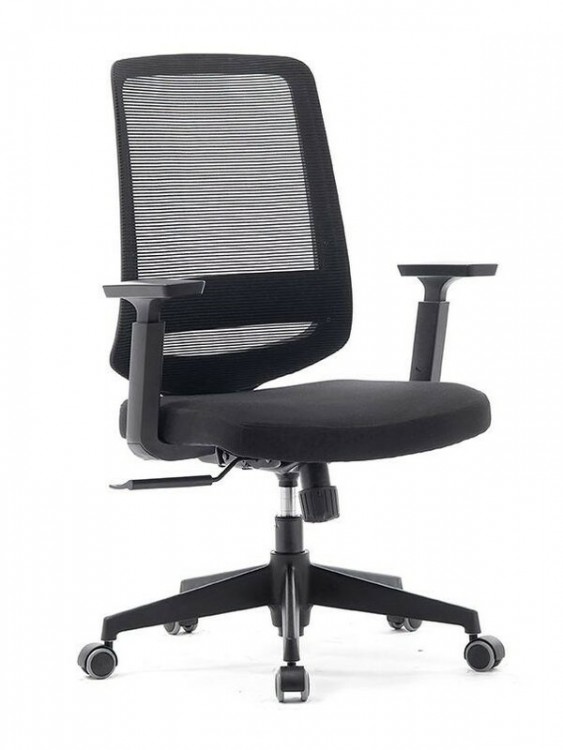 Кресло офисное / Лондон офис LB / черный пластик / черная сетка / черная ткань			