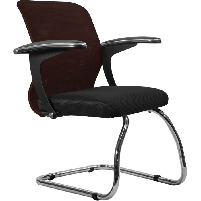 Кресло для посетителя Метта SU-M-4/подл.160/осн.007 коричневый, сетка/ткань