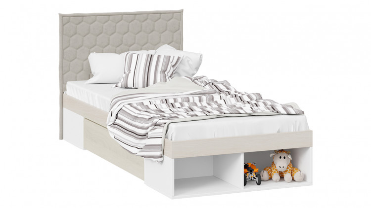 Кровать «Сканди» с мягкой спинкой и ящиком СМ-386.12.004