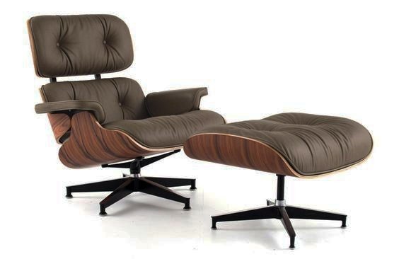 Кресло Eames Lounge Chair & Ottoman Premium коричневая кожа