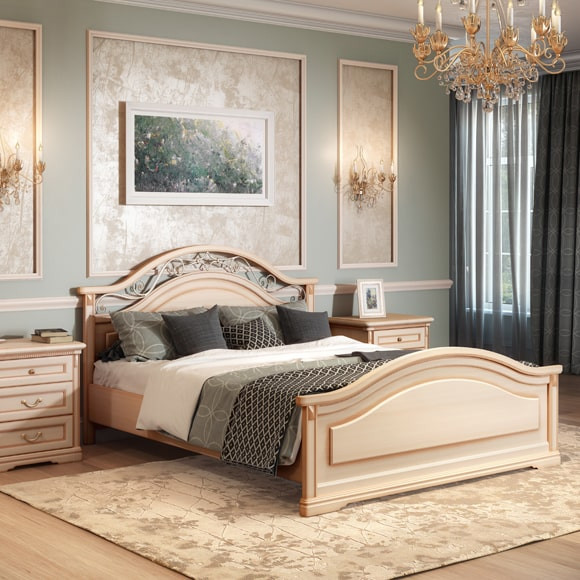 Двуспальная кровать, вариант №1 1600x2000 Джоконда крем