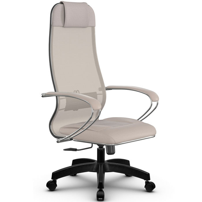 Кресло для руководителя Метта B 1m 5/ K116 (Комплект 5) светло-бежевый, сетка/MPES, крестовина пластик