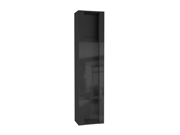 Шкаф навесной со стеклом ТИП-41 POINT (НКМ) мдф Чёрный/Черный глянец