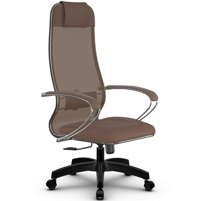 Кресло для руководителя Метта B 1m 5/ K116 (Комплект 5) светло-коричневый, сетка/MPES, крестовина пластик