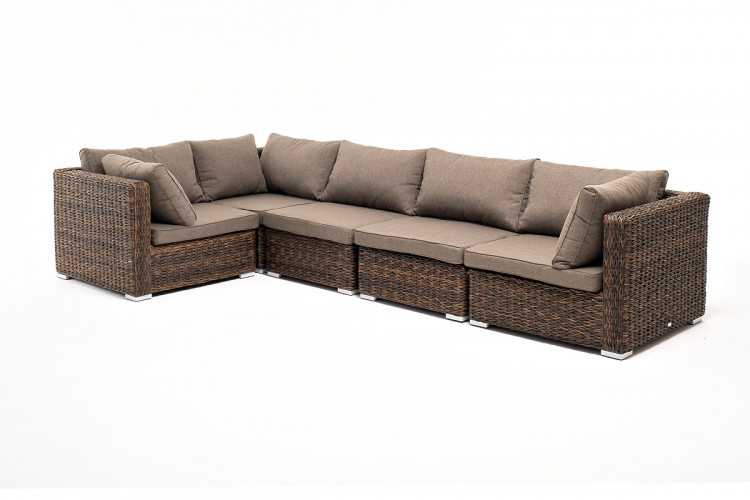Трансформирующийся диван "Лунго" из искусственного ротанга (гиацинт), цвет коричневый
