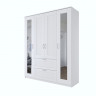 Шкаф СИРИУС четырехдверный с выдвижным ящиком и двумя зеркалами, ДСП, цвет белый
