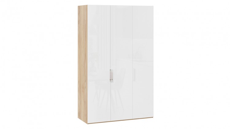 Шкаф комбинированный с 3 глухими дверями «Эмбер» (Яблоня Беллуно/Белый глянец)