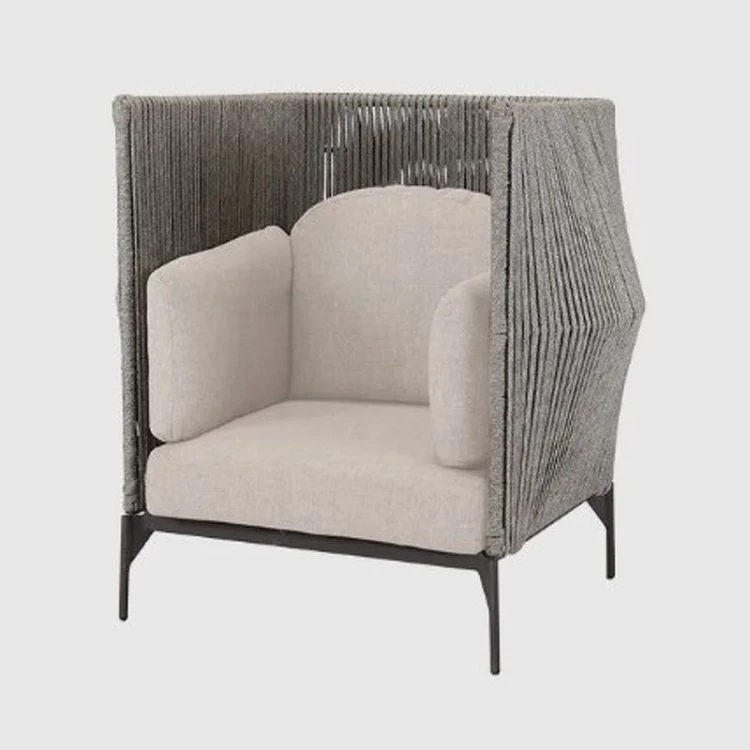 Кресло c высокой спинкой Boston отделка серая стропа, серый матовый аллюминий SL.ACH.BOS.12